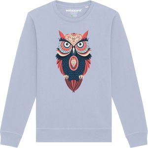 Watapparel Sweatshirt 'Colorful Owl'  duifblauw / bruin / watermeloen rood / wit