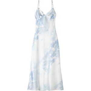 Bershka Zomerjurk  lichtblauw / wit