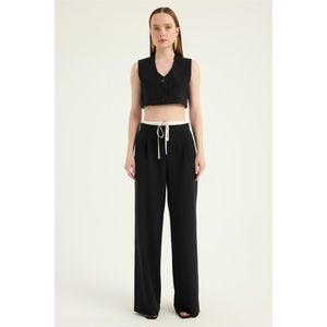 HOME STORE Bandplooibroek  crème / zwart