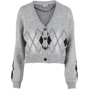Noisy may Gebreid vest 'NMNara'  grijs gemêleerd / zwart / wit