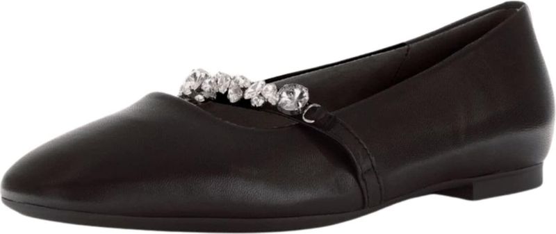 Ballerina - Effen - Leer - Platte Hak