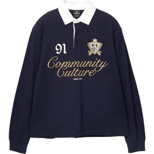 Pull&Bear Shirt  navy / goudgeel / wit