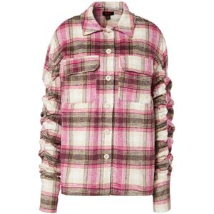 Misspap Tussenjas  champagne / chocoladebruin / fuchsia / wolwit