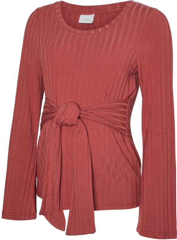 MAMALICIOUS - Shirt - Pastelrood - Voedingsshirt - Slanke Pasvorm - Lange Mouw