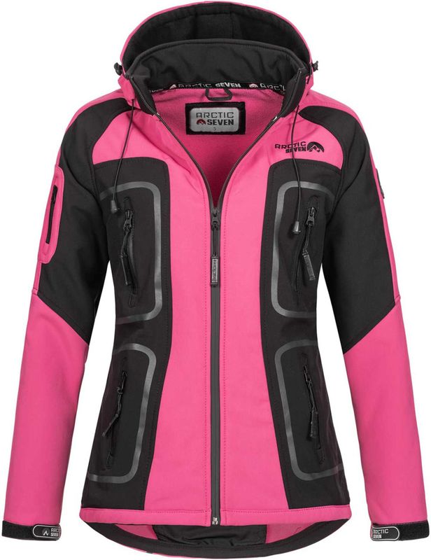 Arctic Seven - Dames Softshell Jas - Pink-Black - Wind- en Waterafstotend
