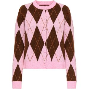 ONLY Gebreid vest 'ONLAnnika'  bruin / donkerbruin / lichtroze