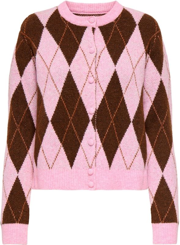 ONLY Gebreid vest 'ONLAnnika'  bruin / donkerbruin / lichtroze