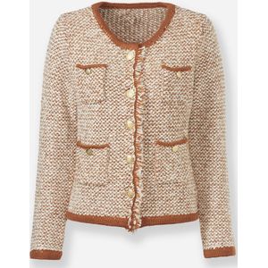 VESTEN - Camel-Champagne-Mêlee - 55% Katoen - Knoopsluiting - Lange Mouwen