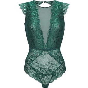 Lascana - Bodystocking - Dennengroen - Van Transparante Kant en Netinzetten