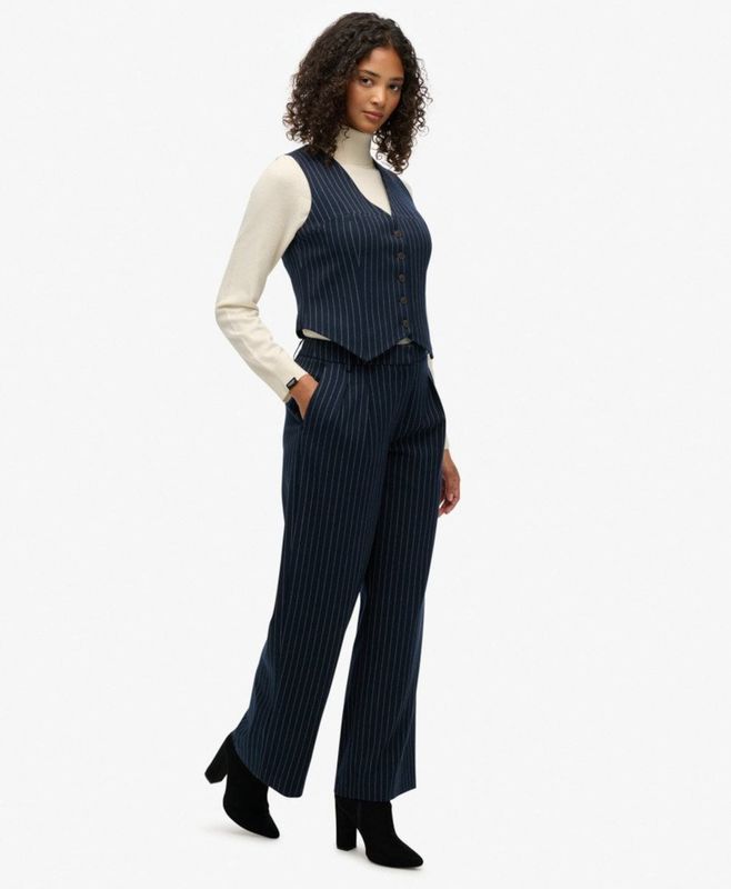 Superdry - Mid Rise Pinstripe - Broek - Relaxte Pasvorm
