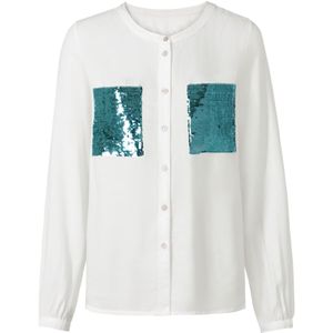 heine Blouse  ecru / cyaan blauw