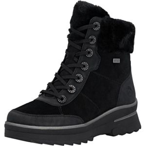 Remonte - Winterlaarsjes - Zwart - Fiber Grip - Plateau Hak - Ritssluiting en Vetersluiting