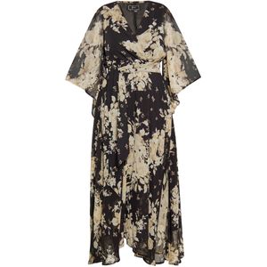 faina Jurk  beige / donkerbeige / zwart