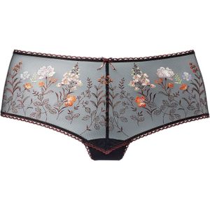 Lascana - Stringpants Maria - Zwart - Met Kleurrijke Bloemen van Geborduurd Kant