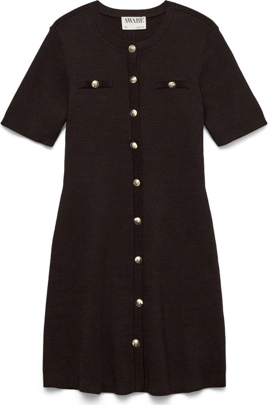 Vero Moda Curve Gebreide jurk 'AWCPicco'  donkerbruin