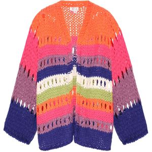IZIA Gebreid vest 'Boho'  navy / oranje / pink / natuurwit
