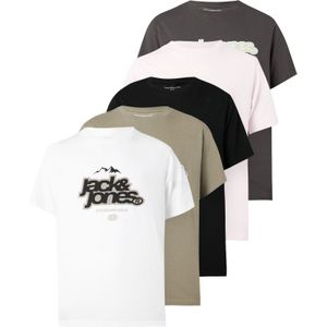 JACK & JONES Shirt 'JCOFLARE'  crème / donkergrijs / zwart / wit