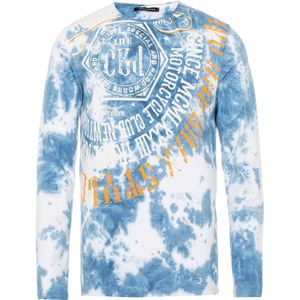 CIPO & BAXX Shirt  lichtblauw / oranje / wit