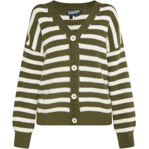 DreiMaster Vintage Gebreid vest  olijfgroen / wit