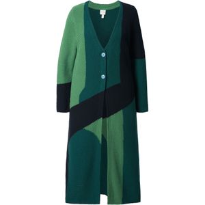 Ulla Popken Gebreid vest  smaragd / donkergroen / zwart