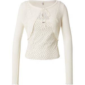 ONLY Shirt 'ONLLEMONE'  crème / olijfgroen / lila