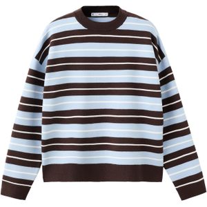 MANGO Oversized trui 'LOTUINA'  lichtblauw / donkerbruin / wit