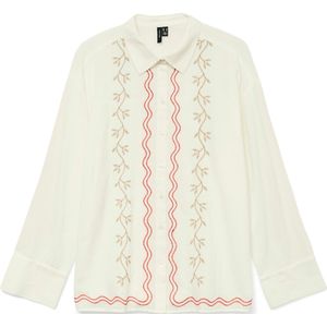 VERO MODA Blouse 'VMDICTHE'  donkerbeige / rood / wit