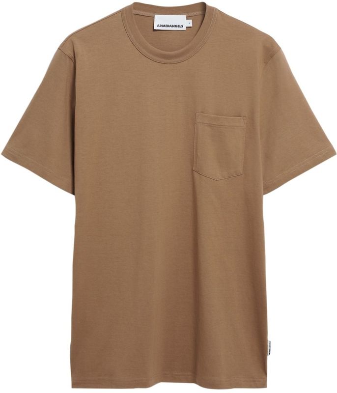 ARMEDANGELS - Shirt - Beige - Ronde Hals - Halve Mouw - Losse Pasvorm