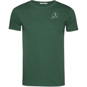 GREENBOMB Shirt 'Nature Mountain Sun'  donkergroen / wit