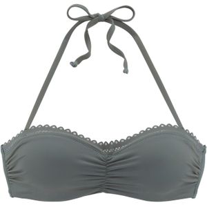 Unikleur Bandeau Bikini - Olijf - Gehaakt Randje - Gewatteerd Met Beugel