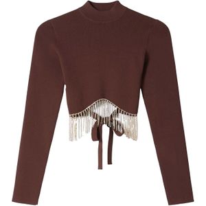 Bershka Trui  chocoladebruin / zilvergrijs