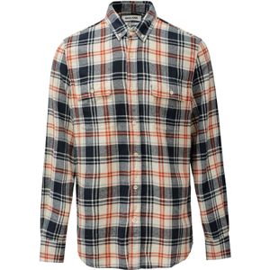 Salsa Jeans - Overhemd - Crème / Nachtblauw / Oranje - Geruit - Lange Mouw