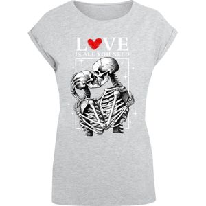 F4NT4STIC Shirt 'Love is all you need'  lichtgrijs / rood / zwart / wit