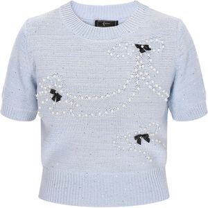 faina Trui 'Fashion Look'  pastelblauw / wit
