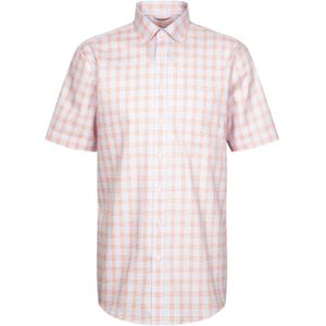 Seidensticker - Businessoverhemd - Oranje - Regular Korte Mouwen - Button-Downkraag - Ruit