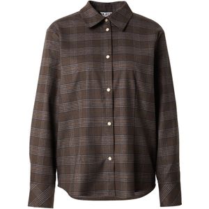 OBJECT Blouse 'OBJDANNI'  donkerblauw / chocoladebruin / wit