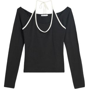 Bershka Shirt  zwart / wit