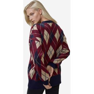 Hiccup Gebreid vest  beige / navy / donkerrood