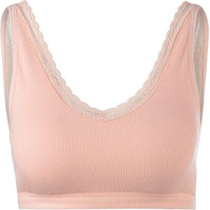 Bralette - Perzik - Fijnrib - Katoen en Kant