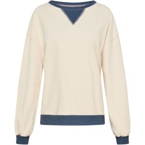 SANIKA Sweatshirt 'Fashion Look'  beige / donkerblauw