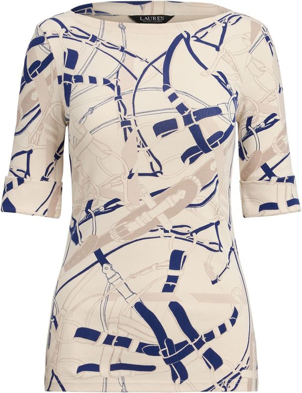 Lauren Ralph Lauren - JUDY - T-shirt - Crème / Donkerbeige / Blauw