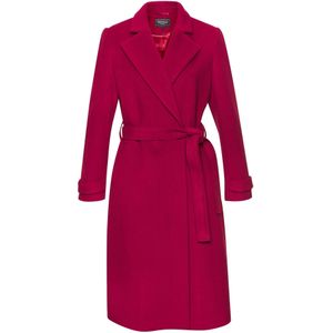 Lascana - Lange Jas - Bordeaux - Damesjas - Met Reverskraag en Bindceintuur