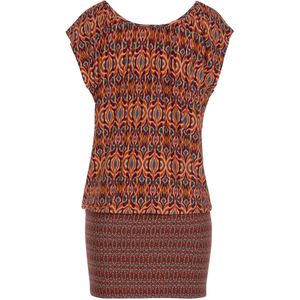 Blousejurk - Gedessineerd - Korte Mouwen - Ronde Hals - Etnische Print