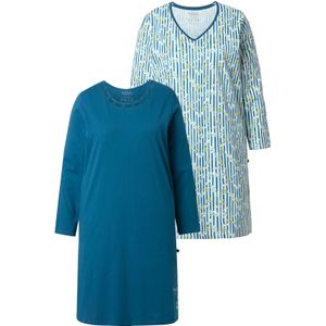 Ulla Popken Nachthemd  lichtblauw / petrol / gemengde kleuren / wit