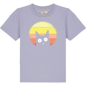 watabout.kids Shirt 'Sunset Cat'  limoen / lichtgeel / sering / watermeloen rood