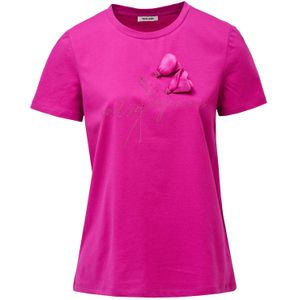 Salsa Jeans - Branding 3D Flowers - T-shirt - Fuchsia - Normale Pasvorm