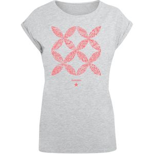 F4NT4STIC Shirt 'Blumenmuster Coral'  grijs gemêleerd / pink