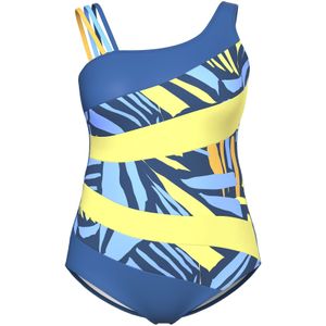 Ulla Popken Badpak  royal blue/koningsblauw / lichtblauw / lichtgeel