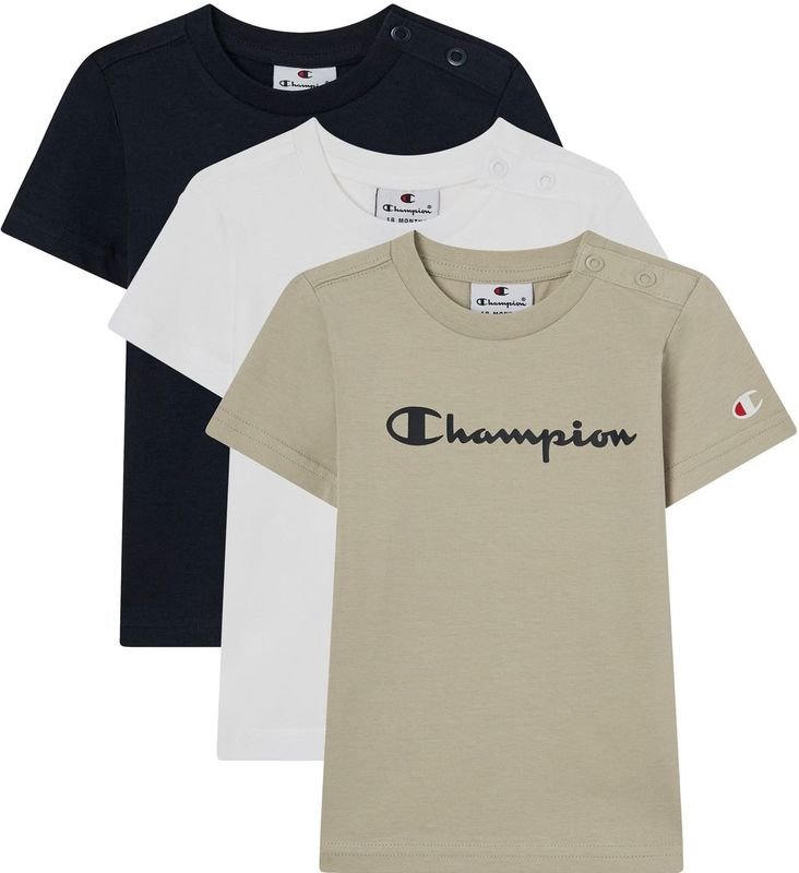 Champion - Authentic Athletic Apparel - Sportshirts - Marine - Kaki - Zwart - Wit - 3 Pack