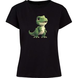 F4NT4STIC Shirt 'Süßer grüner Dino'  lichtgeel / groen / zwart